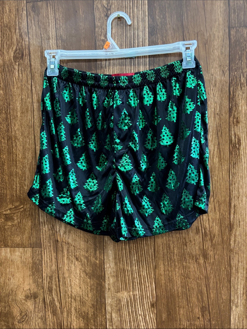 NWT Under Disguise Men's Black Boxer Briefs with Christmas Tree Print